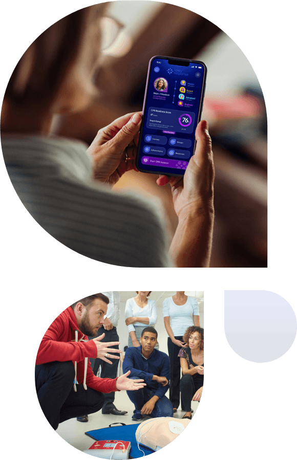 Person using the Relay Response app and CPR training class